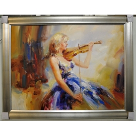 音樂題材(人物)系列- 小提琴手(尺寸可訂製)-y14200 畫作系列 - 油畫 - 油畫人物系列